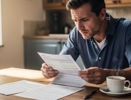 Conducteur consultant ses documents d'assurance auto après un sinistre